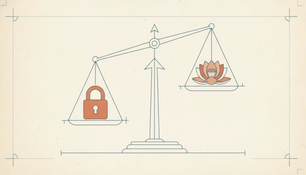 Blueprint-style illustration for the Crypto House article: Is Staking Worth It? An Honest Look at the Trade-offs